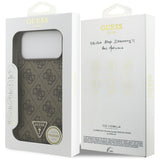 Husa de protectie Guess Leather 4G Triangle Strass compatibil cu iPhone 18 Pro Max / iPhone 17 Pro Max, Maro