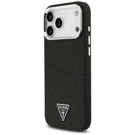 Husa de protectie Guess Glitter Triangle Logo compatibil cu iPhone 18 Pro Max / iPhone 17 Pro Max, Negru