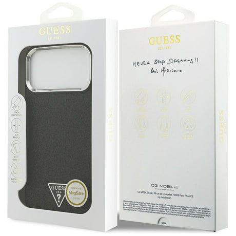 Husa de protectie Guess Glitter Triangle Logo compatibil cu iPhone 18 Pro Max / iPhone 17 Pro Max, Negru