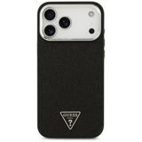 Husa de protectie Guess Glitter Triangle Logo compatibil cu iPhone 18 Pro Max / iPhone 17 Pro Max, Negru