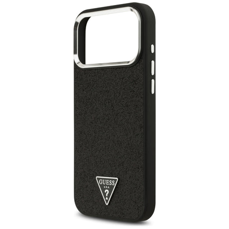 Husa de protectie Guess Glitter Triangle Logo compatibil cu iPhone 18 Pro Max / iPhone 17 Pro Max, Negru