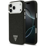 Husa de protectie Guess Glitter Triangle Logo compatibil cu iPhone 18 Pro Max / iPhone 17 Pro Max, Negru