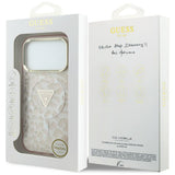 Husa de protectie Guess Leopard Glitter Triangle Logo MagSafe compatibil cu iPhone 18 Pro Max / iPhone 17 Pro Max, Roz