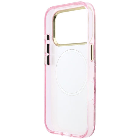 Husa de protectie Guess IML Glitter Blossom Roses compatibil cu iPhone 18 Pro / iPhone 17 Pro, Roz