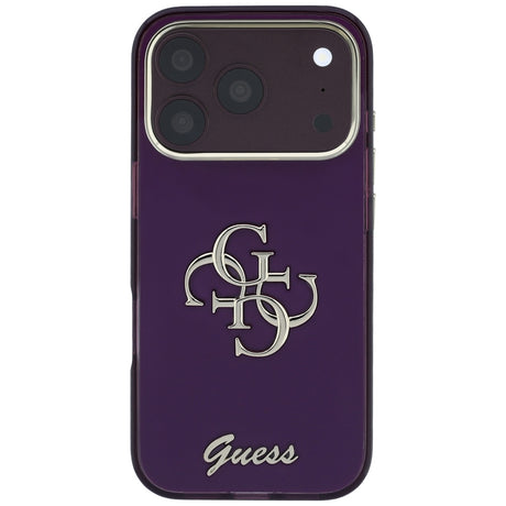 Husa de protectie Guess IML 4G Metal Script compatibil cu iPhone 18 Pro / iPhone 17 Pro, Bordo