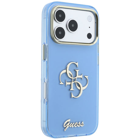 Husa de protectie Guess IML 4G Metal Script compatibil cu iPhone 18 Pro / iPhone 17 Pro, Albastru