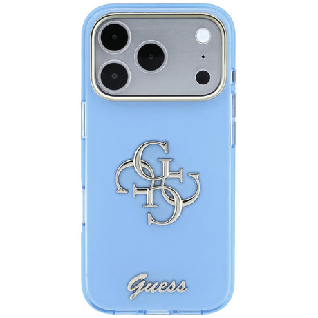 Husa de protectie Guess IML 4G Metal Script compatibil cu iPhone 18 Pro / iPhone 17 Pro, Albastru