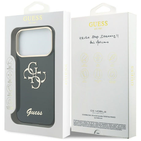 Husa de protectie Guess IML 4G Metal Script compatibil cu iPhone 18 Pro Max / iPhone 17 Pro Max, Negru