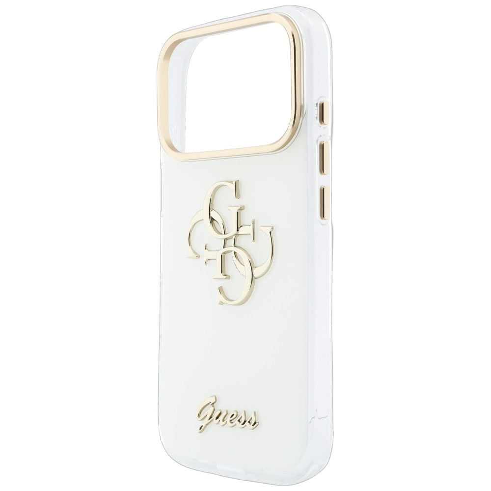 Husa de protectie Guess IML 4G Metal Script compatibil cu iPhone 17 Pro Max / iPhone 18 Pro Max, Alb