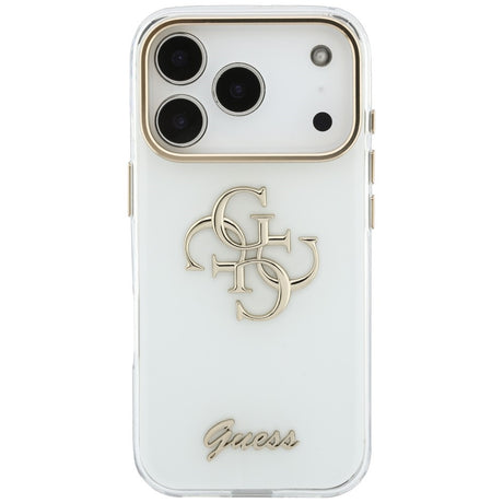 Husa de protectie Guess IML 4G Metal Script compatibil cu iPhone 17 Pro Max / iPhone 18 Pro Max, Alb