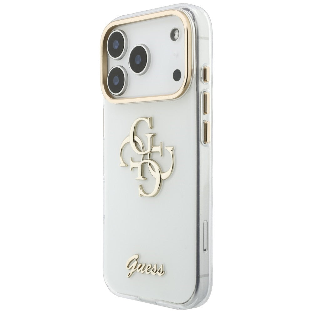 Husa de protectie Guess IML 4G Metal Script compatibil cu iPhone 17 Pro Max / iPhone 18 Pro Max, Alb