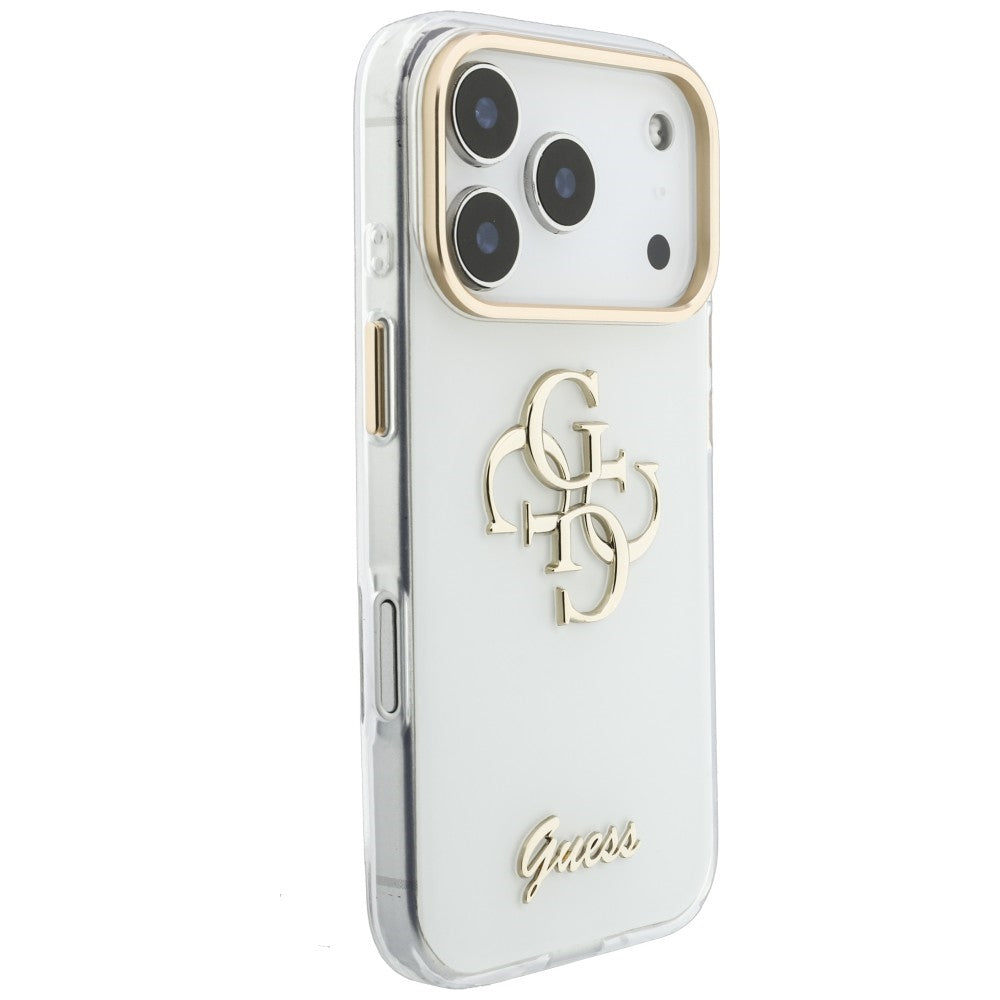 Husa de protectie Guess IML 4G Metal Script compatibil cu iPhone 17 Pro Max / iPhone 18 Pro Max, Alb