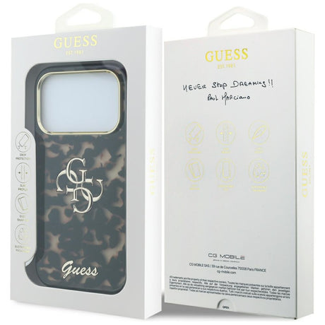 Husa de protectie Guess IML 4G Metal Script compatibil cu iPhone 18 Pro / iPhone 17 Pro, Maro