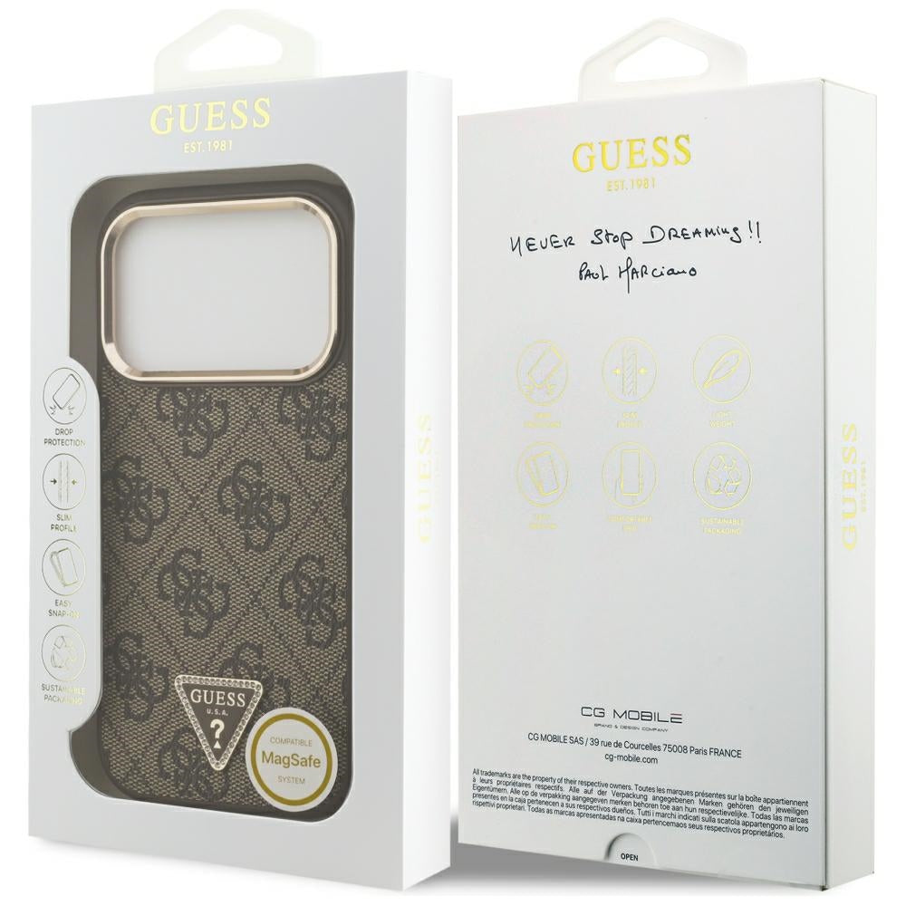 Husa de protectie Guess Hardcase 4G compatibil cu iPhone 18 Pro Max / iPhone 17 Pro Max, Maro