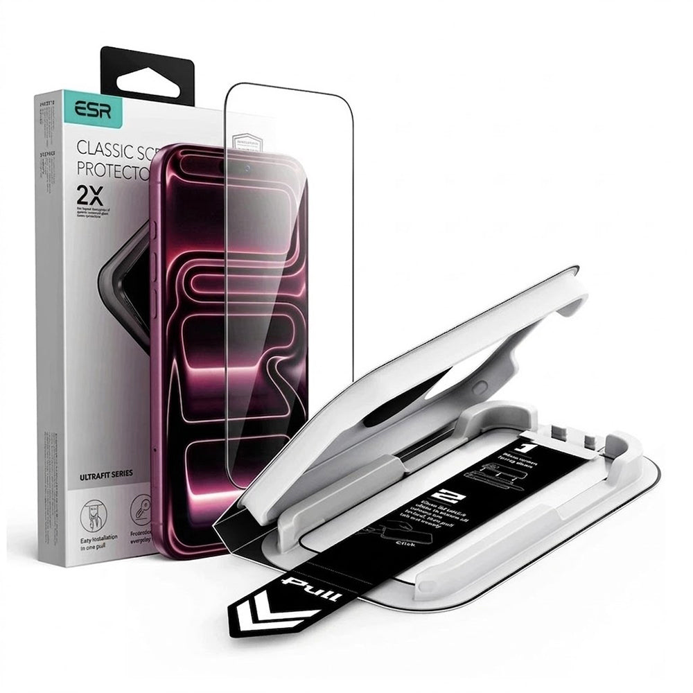 Folie de protectie ESR Tempered Glass UltraFit Classic compatibil cu iPhone 18 Pro / iPhone 17 Pro, Negru