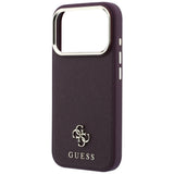 Husa de protectie Guess Saffiano Small 4G Classic MagSafe compatibil cu iPhone 17 Pro / iPhone 18 Pro, Bordo