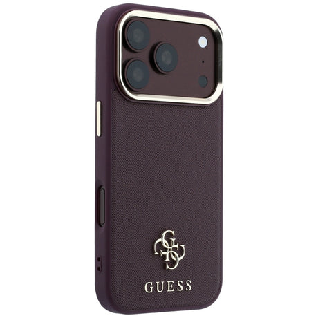 Husa de protectie Guess Saffiano Small 4G Classic MagSafe compatibil cu iPhone 17 Pro / iPhone 18 Pro, Bordo
