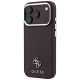 Husa de protectie Guess Saffiano Small 4G Classic MagSafe compatibil cu iPhone 17 Pro / iPhone 18 Pro, Bordo