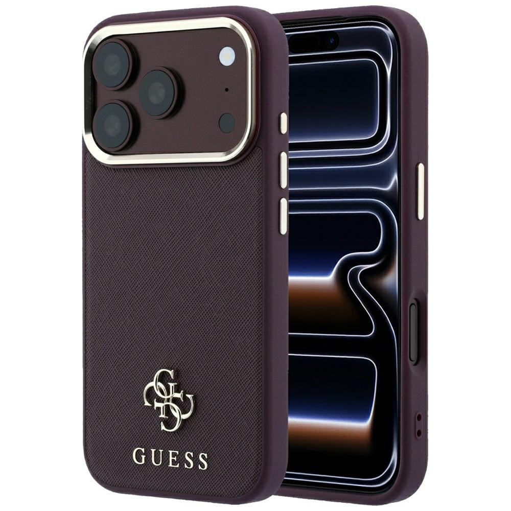 Husa de protectie Guess Saffiano Small 4G Classic MagSafe compatibil cu iPhone 17 Pro / iPhone 18 Pro, Bordo