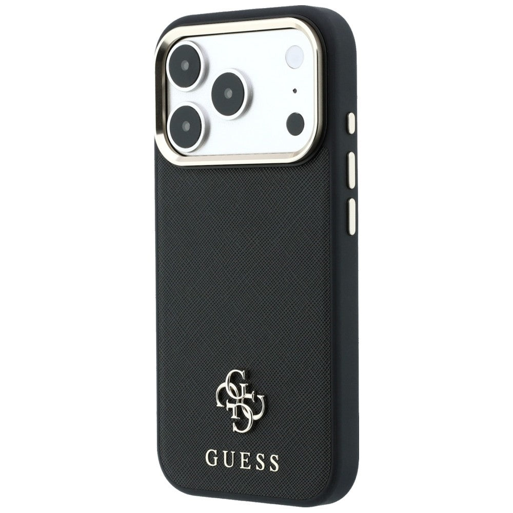 Husa de protectie Guess Saffiano Small 4G compatibil cu iPhone 17 Pro Max / iPhone 18 Pro Max, Negru