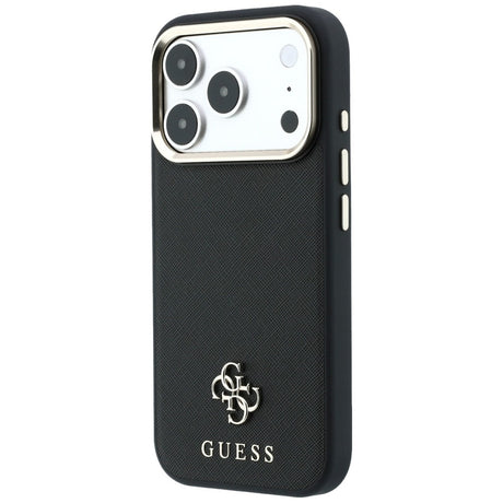 Husa de protectie Guess Saffiano Small 4G compatibil cu iPhone 17 Pro Max / iPhone 18 Pro Max, Negru