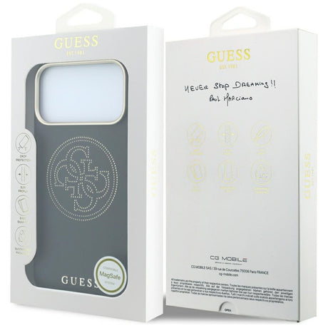Husa de protectie Guess Leather Perforated 4G MagSafe compatibil cu iPhone 17 Pro / iPhone 18 Pro, Negru