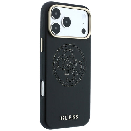 Husa de protectie Guess Leather Perforated 4G MagSafe compatibil cu iPhone 17 Pro / iPhone 18 Pro, Negru