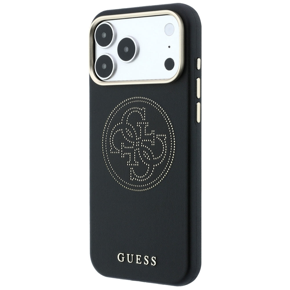 Husa de protectie Guess Leather Perforated 4G MagSafe compatibil cu iPhone 17 Pro / iPhone 18 Pro, Negru