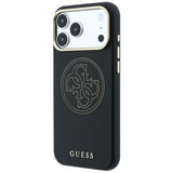 Husa de protectie Guess Leather Perforated 4G MagSafe compatibil cu iPhone 17 Pro / iPhone 18 Pro, Negru