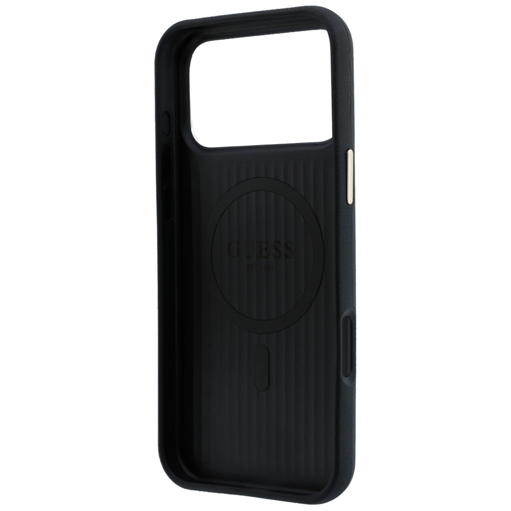 Husa de protectie Guess Leather Perforated 4G MagSafe compatibil cu iPhone 17 Pro / iPhone 18 Pro, Negru