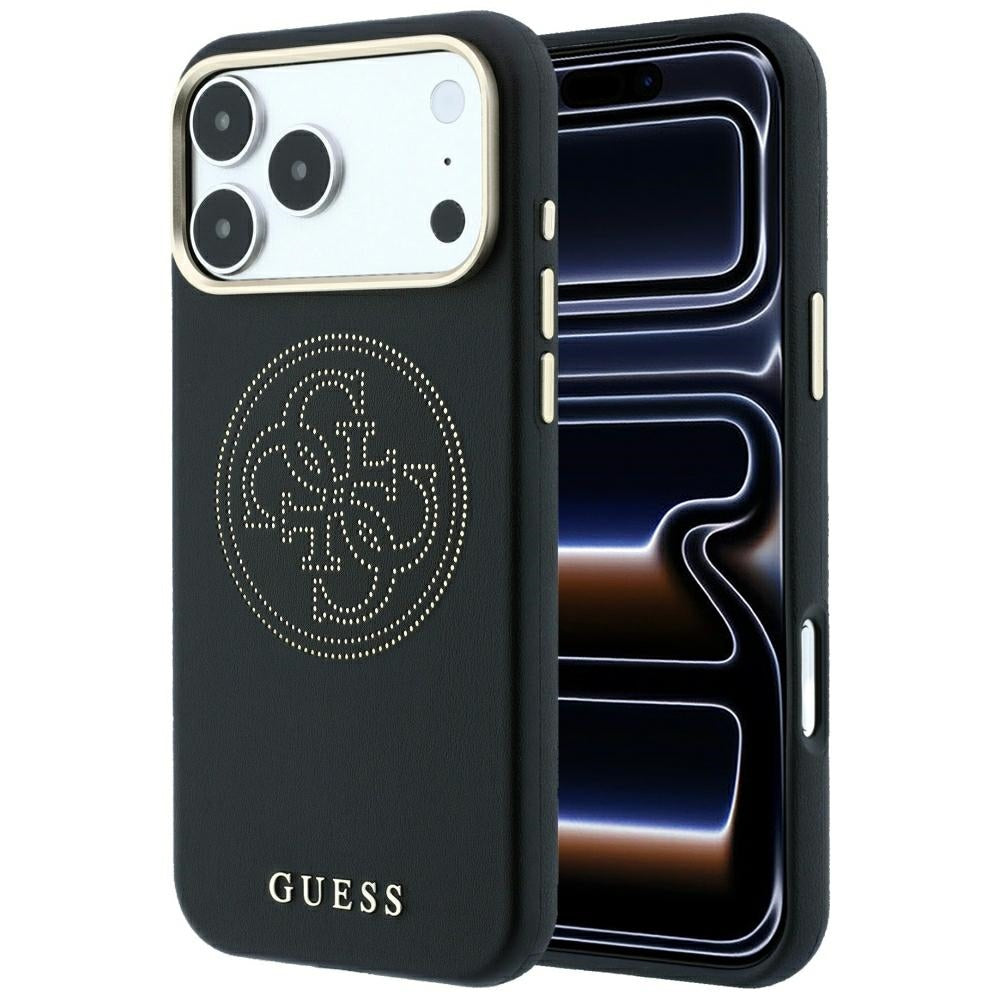 Husa de protectie Guess Leather Perforated 4G MagSafe compatibil cu iPhone 17 Pro Max / iPhone 18 Pro Max, Negru