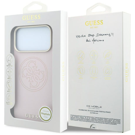 Husa de protectie Guess Leather Perforated 4G MagSafe compatibil cu iPhone 17 Pro Max / iPhone 18 Pro Max, Roz