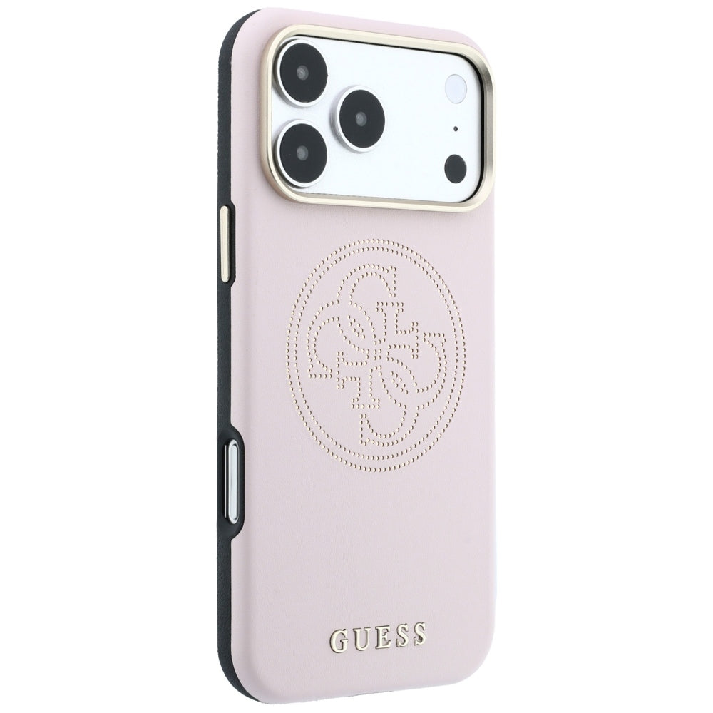 Husa de protectie Guess Leather Perforated 4G MagSafe compatibil cu iPhone 17 Pro Max / iPhone 18 Pro Max, Roz
