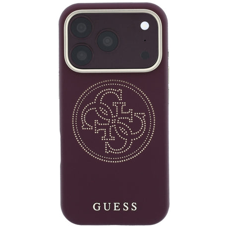 Husa de protectie Guess Leather Perforated 4G MagSafe compatibil cu iPhone 18 Pro / iPhone 17 Pro, Bordo