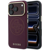 Husa de protectie Guess Leather Perforated 4G MagSafe compatibil cu iPhone 18 Pro / iPhone 17 Pro, Bordo