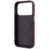 Husa de protectie Guess Leather Stripe Peony 4G MagSafe compatibil cu iPhone 18 Pro / iPhone 17 Pro, Roșu Burgundy