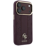 Husa de protectie Guess Leather Stripe Peony 4G MagSafe compatibil cu iPhone 17 Pro Max / iPhone 18 Pro Max, Bordo