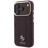 Husa de protectie Guess Leather Stripe Peony 4G MagSafe compatibil cu iPhone 17 Pro Max / iPhone 18 Pro Max, Bordo