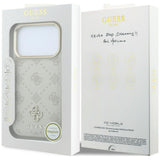 Husa de protectie Guess Leather Stripe Peony 4G MagSafe compatibil cu iPhone 18 Pro / iPhone 17 Pro, Bej