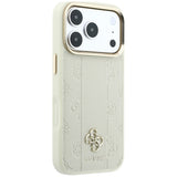 Husa de protectie Guess Leather Stripe Peony 4G MagSafe compatibil cu iPhone 18 Pro / iPhone 17 Pro, Bej