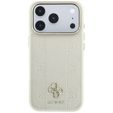 Husa de protectie Guess Leather Stripe Peony 4G MagSafe compatibil cu iPhone 18 Pro / iPhone 17 Pro, Bej