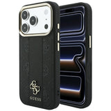 Husa de protectie Guess Leather Stripe Peony 4G compatibil cu iPhone 18 Pro / iPhone 17 Pro, Negru