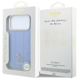 Husa de protectie Guess Leather Stripe Peony 4G compatibil cu iPhone 18 Pro / iPhone 17 Pro, Albastru