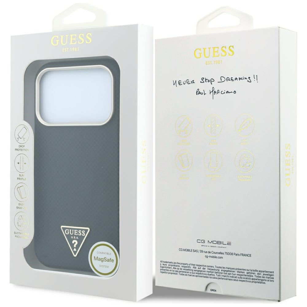Husa de protectie Guess Kevlar Triangle Logo compatibil cu iPhone 18 Pro / iPhone 17 Pro, Negru