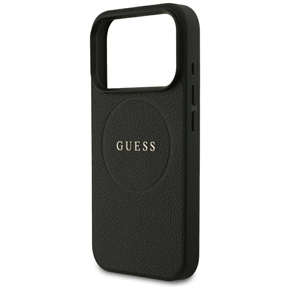 Husa pentru iPhone 18 Pro / iPhone 17 Pro - Guess Grained Gold Ring MagSafe (GUHMP18LPGHSMMK) - Black