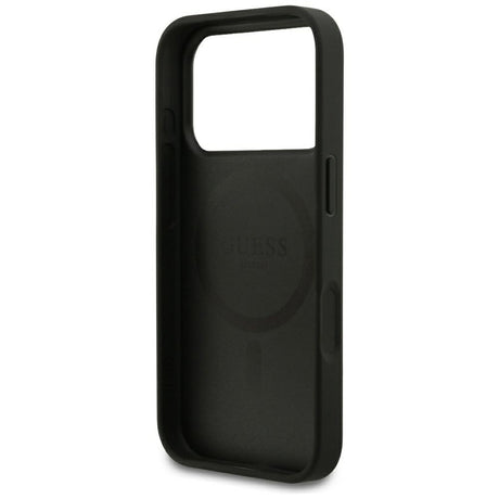 Husa pentru iPhone 18 Pro Max / iPhone 17 Pro Max - Guess Grained Gold Ring MagSafe (GUHMP18XPGHSMMK) - Black