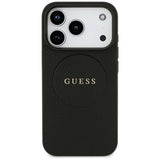 Husa pentru iPhone 18 Pro Max / iPhone 17 Pro Max - Guess Grained Gold Ring MagSafe (GUHMP18XPGHSMMK) - Black