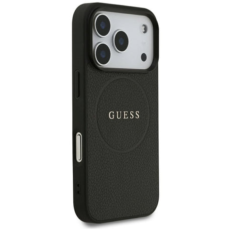 Husa pentru iPhone 18 Pro Max / iPhone 17 Pro Max - Guess Grained Gold Ring MagSafe (GUHMP18XPGHSMMK) - Black