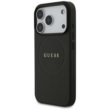 Husa pentru iPhone 18 Pro Max / iPhone 17 Pro Max - Guess Grained Gold Ring MagSafe (GUHMP18XPGHSMMK) - Black