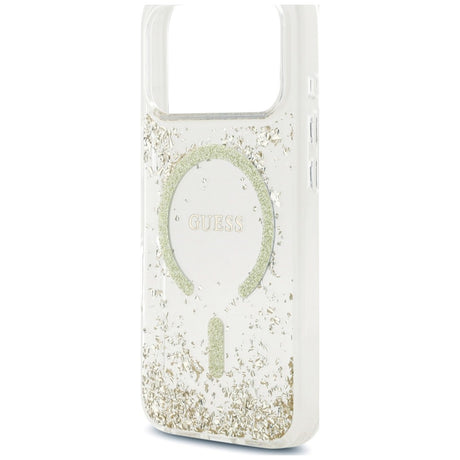 Husa de protectie Guess Resin Bottom Glitter compatibil MagSafe, compatibil cu iPhone 18 Pro Max / iPhone 17 Pro Max, Auriu